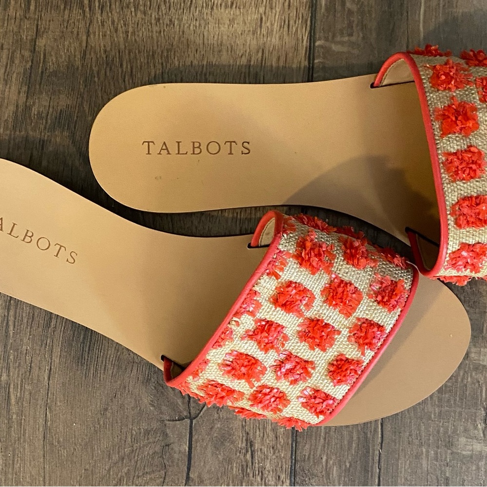Talbots Orange and Cream Slide Sandals